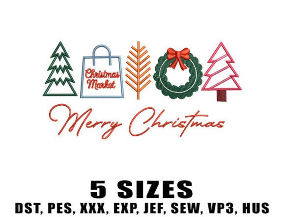 Christmas Market Set Embroidery Design