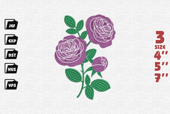 Purple Rose Bloom Embroidery: A Floral Statement for Boutique Apparel