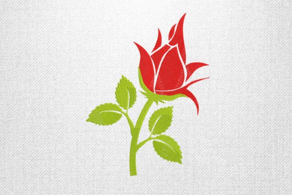 Rosebud with Leaves Embroidery Design